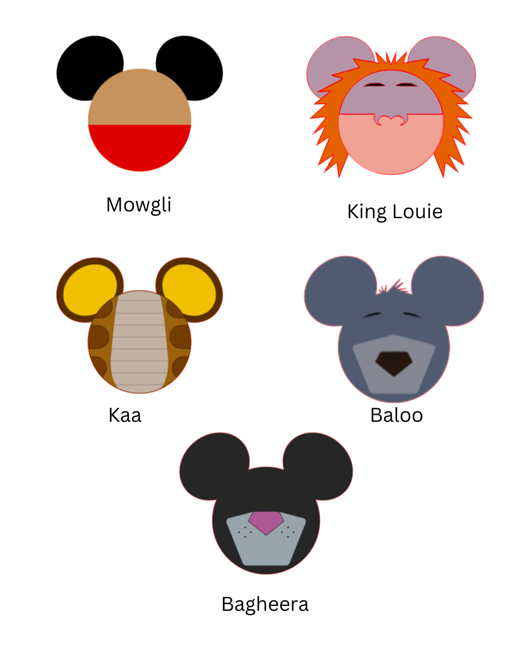 Disney Jungle Book Themed Mickey Ear Magnets