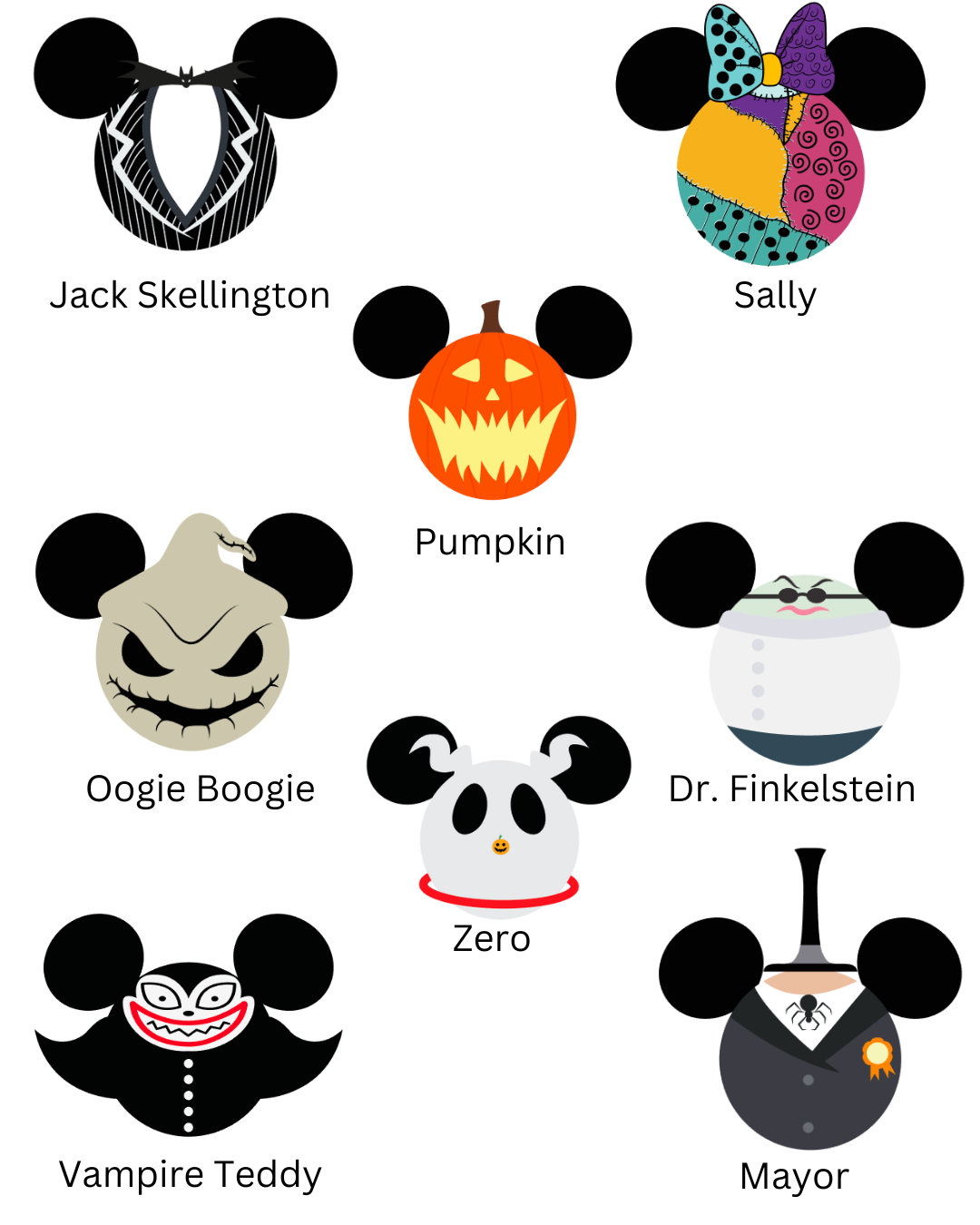 Disney Nightmare Before Christmas Themed Mickey Ear Magnets
