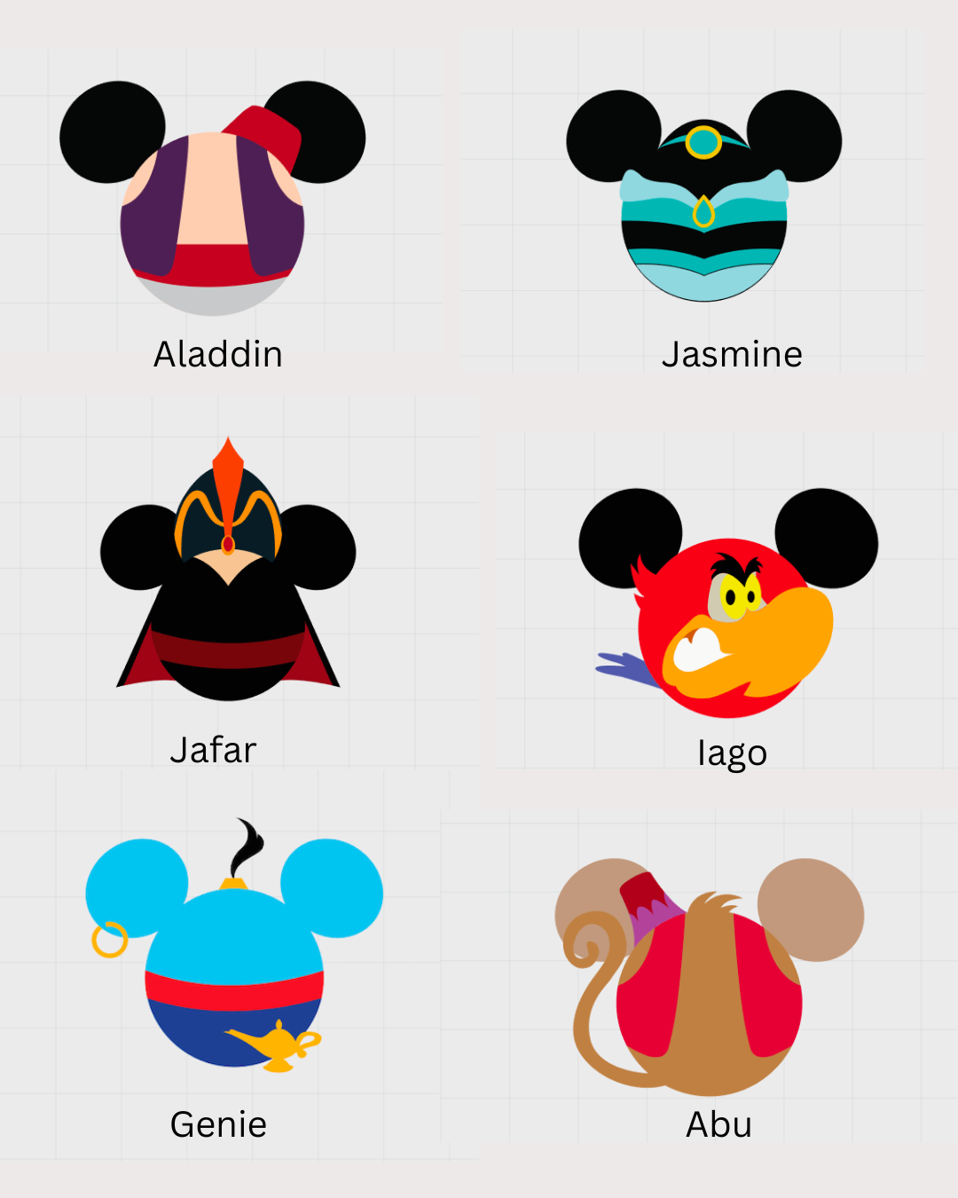 Disney Aladdin Themed Mickey Ear Magnets
