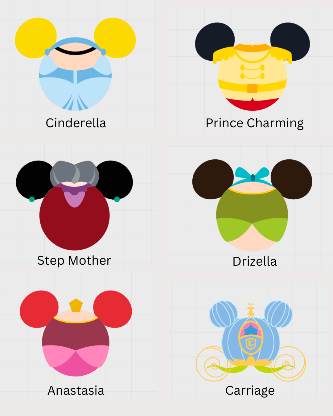 Disney Cinderella Themed Mickey Ear Magnets