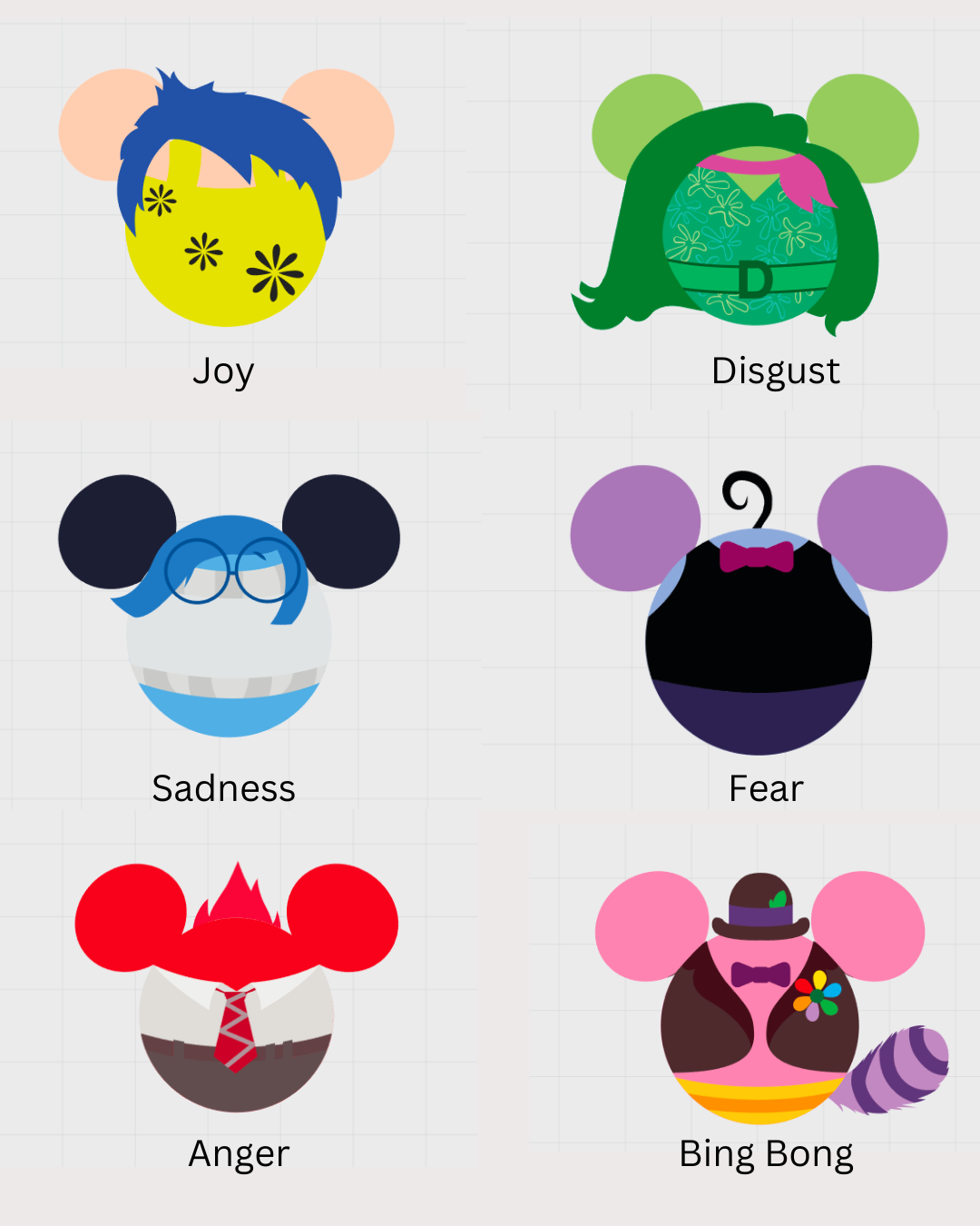 Disney Inside Out Themed Mickey Ear Magnets