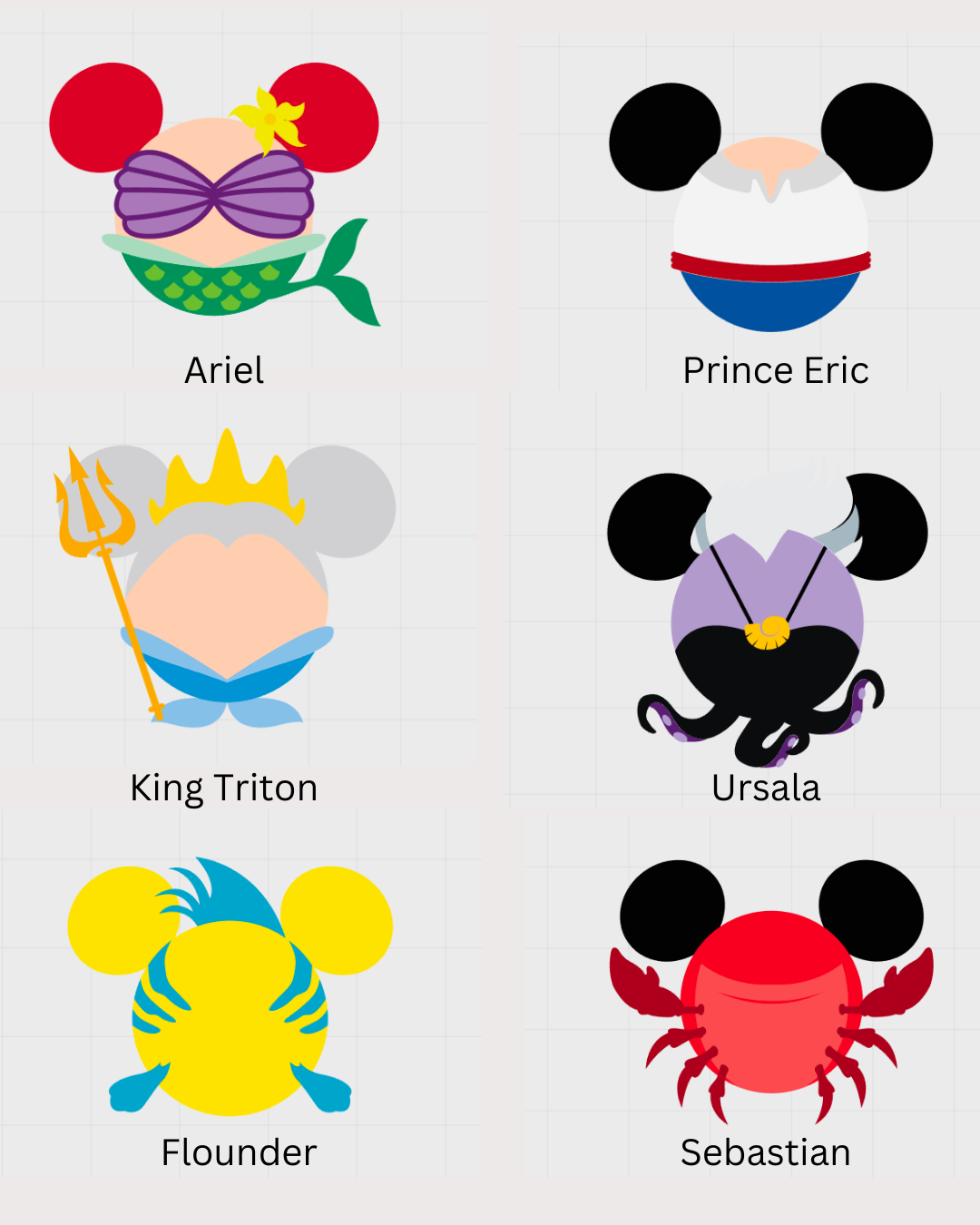 Disney Little Mermaid Themed Mickey Ear Magnets