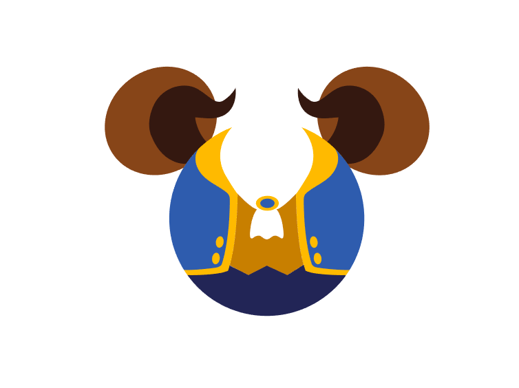 Disney Beauty & The Beast Themed Mickey Ear Magnets